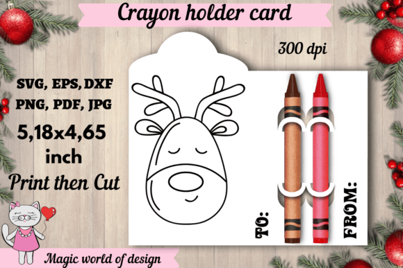 Christmas Deer Head Coloring Card: A Festive Embroidery Design