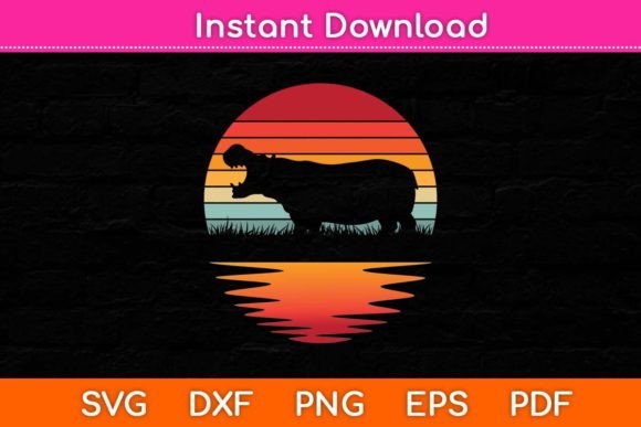 Hippo Retro Sunset Lover SVG: A Vibrant Embroidery Design