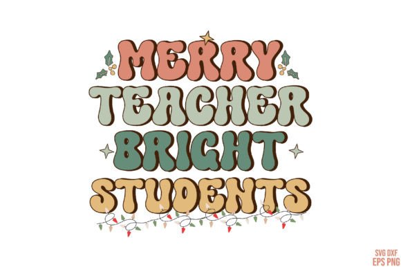 Retro Christmas Merry Teacher Bright