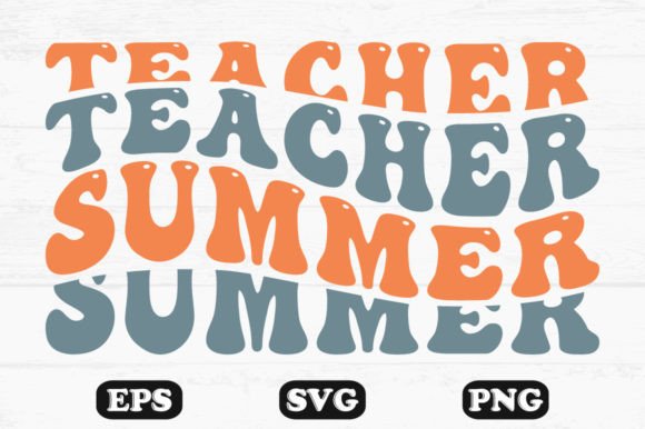 Teacher Summer Retro Wavy T-shirt Design Review